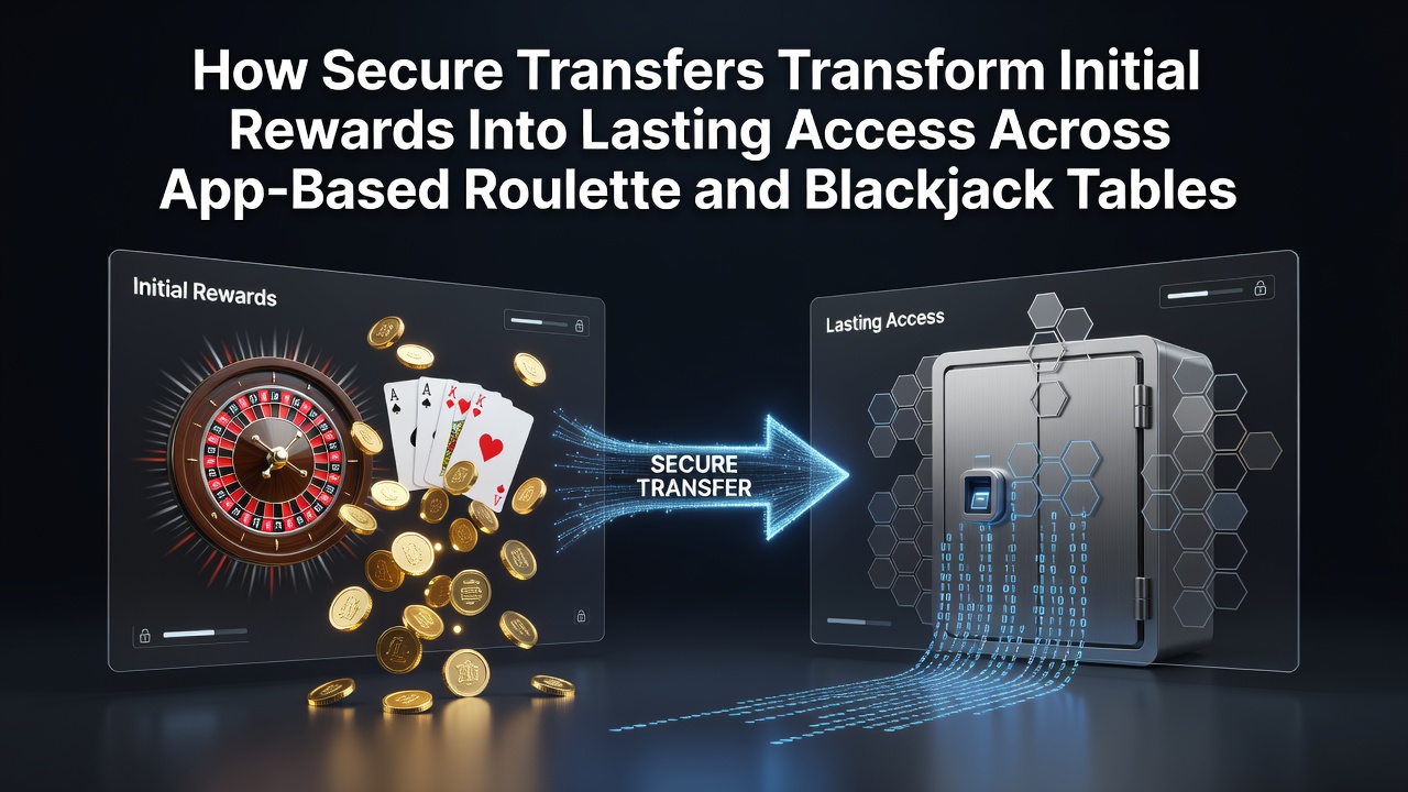 Illustration of secure payment transfers enabling rewards in mobile roulette and blackjack apps