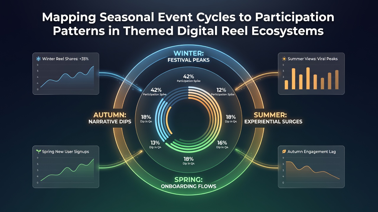 Analytics dashboard showing participation spikes aligned with seasonal reel themes