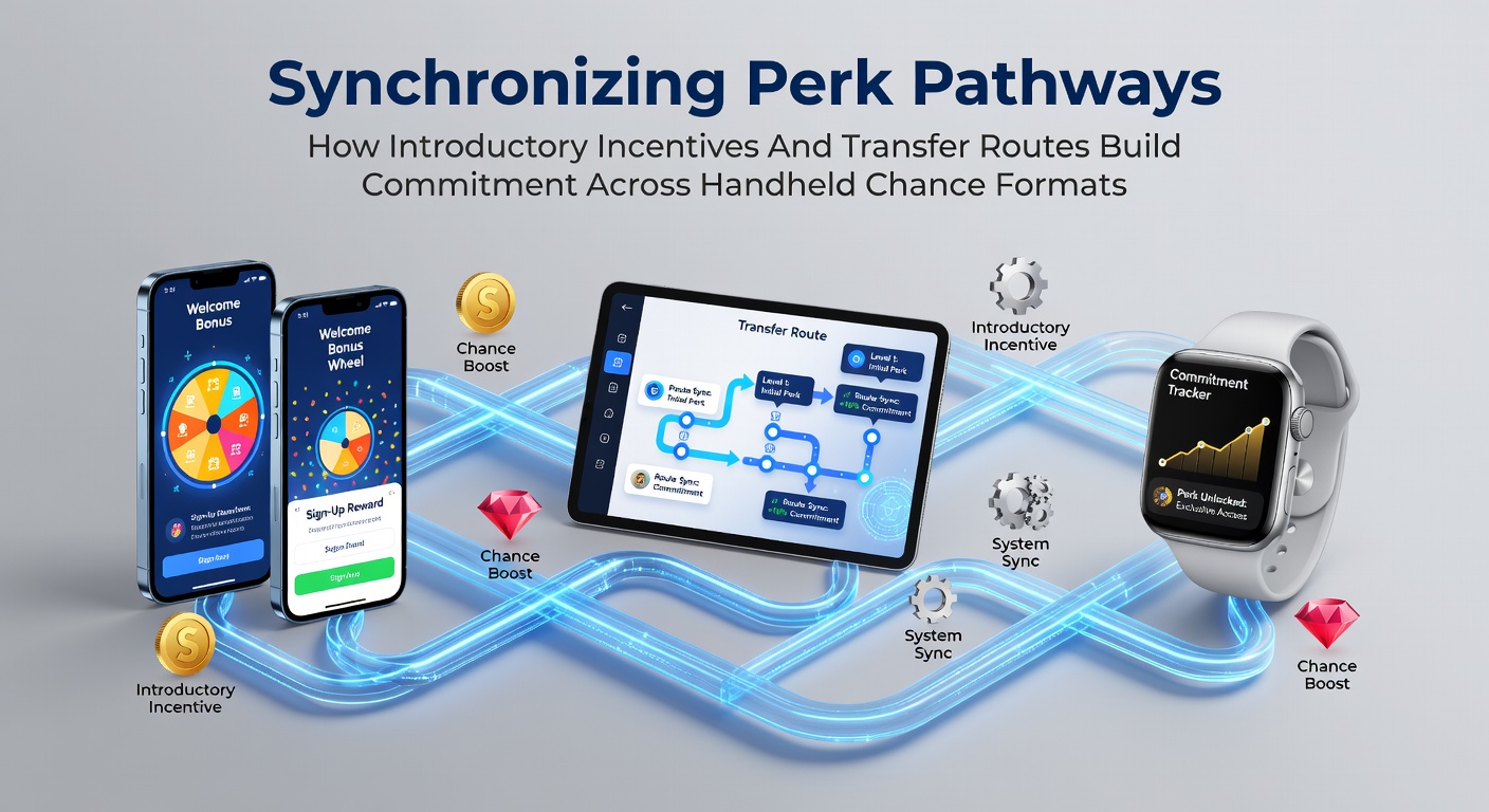 Mobile casino interface showing synchronized bonus pathways and loyalty transfers across handheld devices