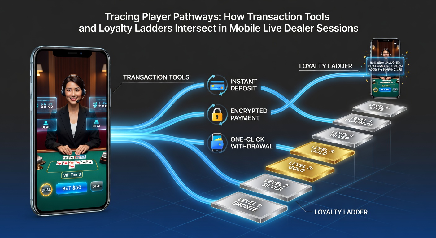 Mobile live dealer session interface showing transaction options and loyalty tier progression indicators