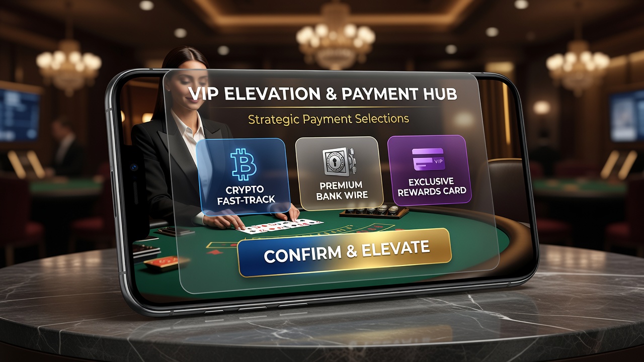 Smartphone displaying live casino lobby with tier progress bar and confirmed payment transaction details